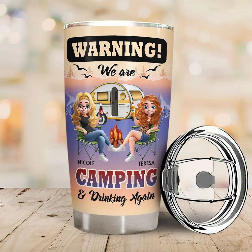 We Are Camping & Drinking Again! - Personalized Tumbler - Image 2
