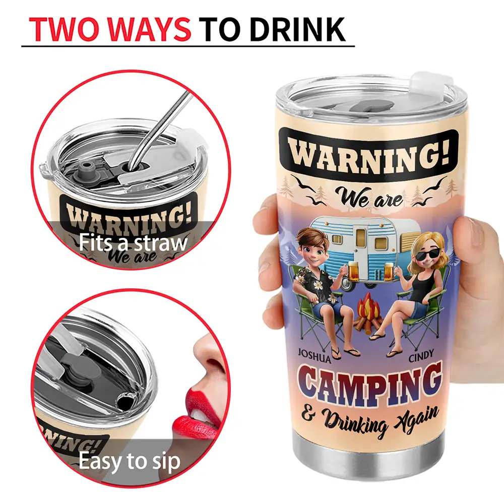 We Are Camping & Drinking Again! - Personalized Tumbler - Image 4