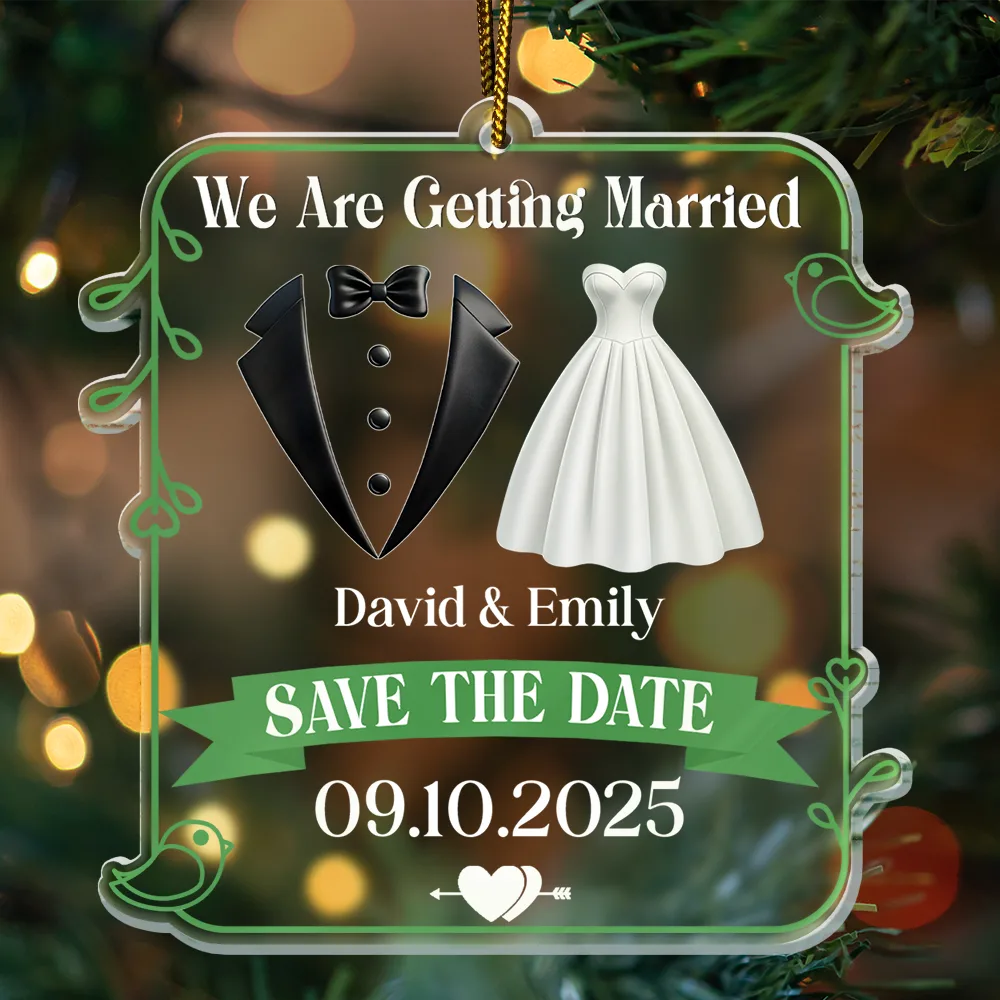 We Are Getting Married Couple - Personalized Custom Shaped Acrylic Ornament - Image 3