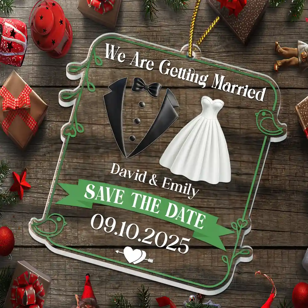 We Are Getting Married Couple - Personalized Custom Shaped Acrylic Ornament - Image 5