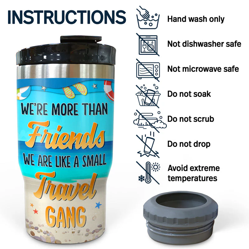 We Are Like A Small Travel Gang - Gift For Best Friends - Personalized Custom Triple 3 In 1 Can Cooler - Image 5