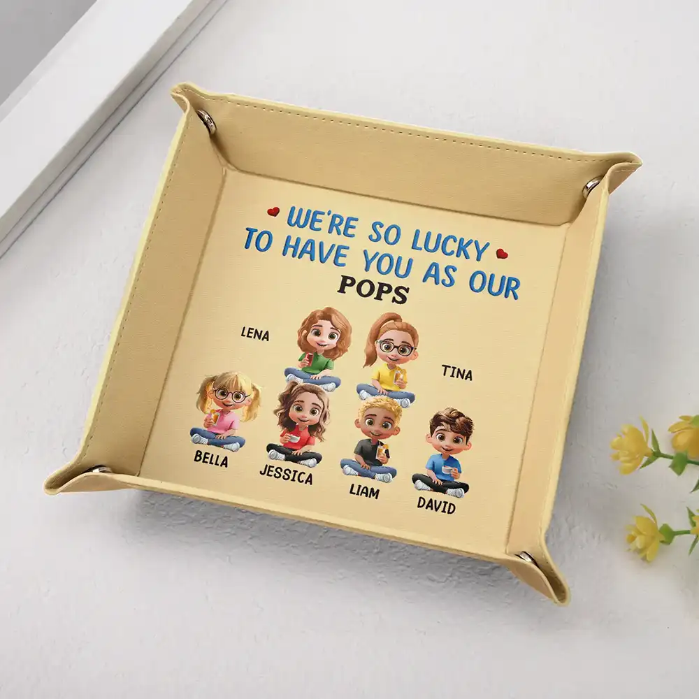 We Are So Lucky To Have You - Personalized Leather Valet Tray - Image 2