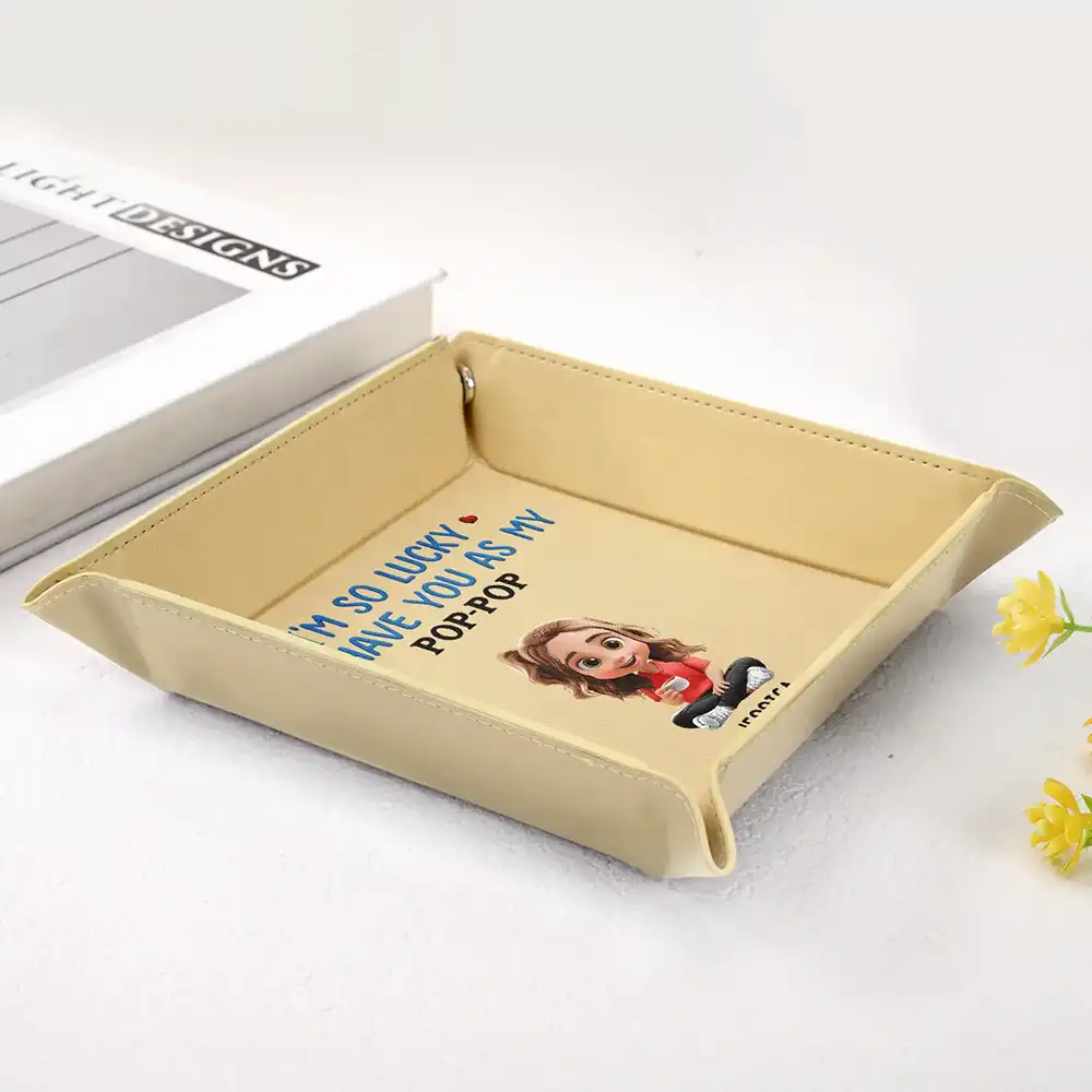 We Are So Lucky To Have You - Personalized Leather Valet Tray - Image 3