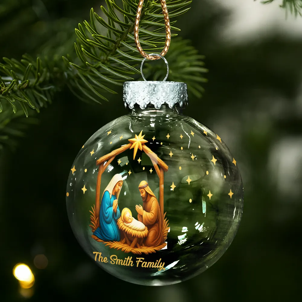 We Believe Nativity Family - Personalized Ball Ornament - Image 2