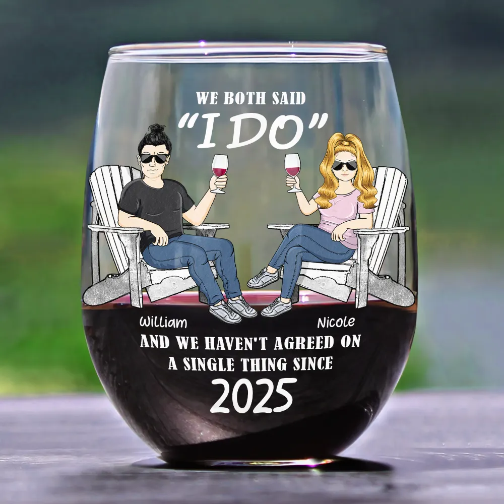 We Both Said I Do - Personalized Stemless Wine Glass - Image 2