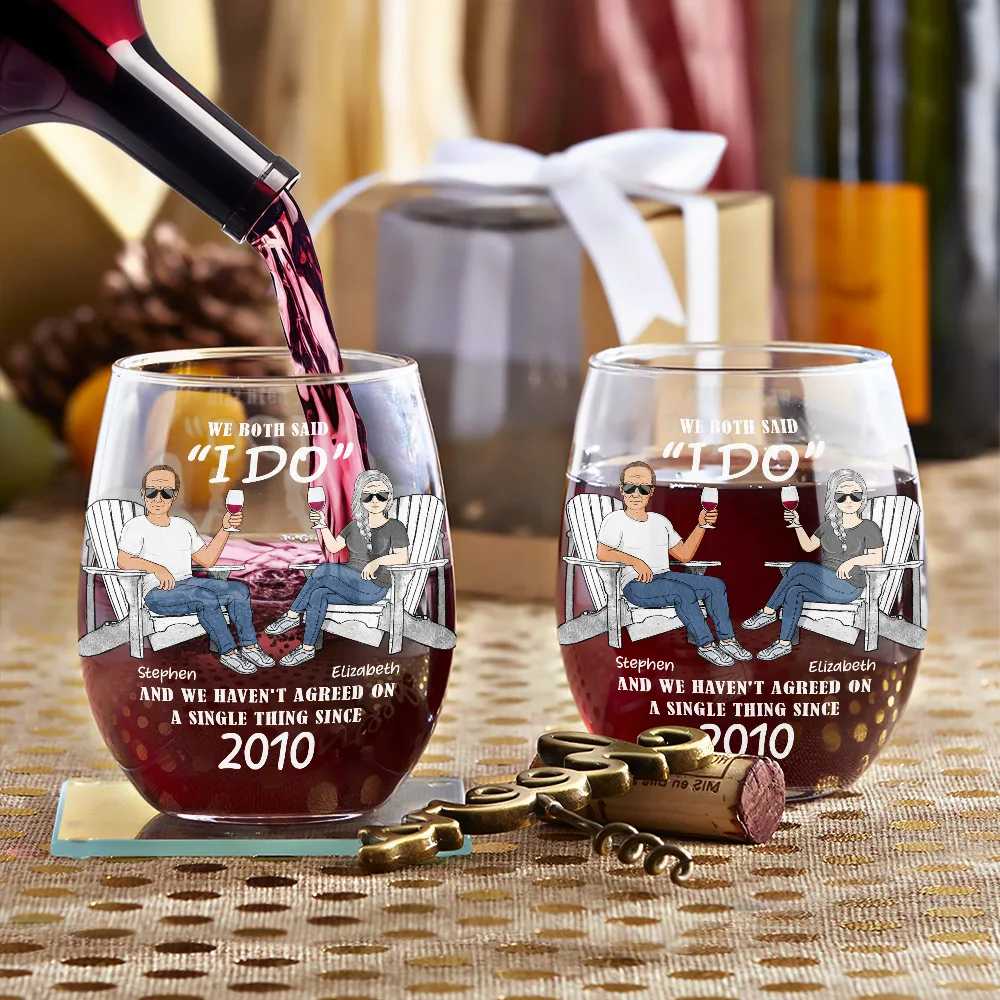 We Both Said I Do - Personalized Stemless Wine Glass - Image 3