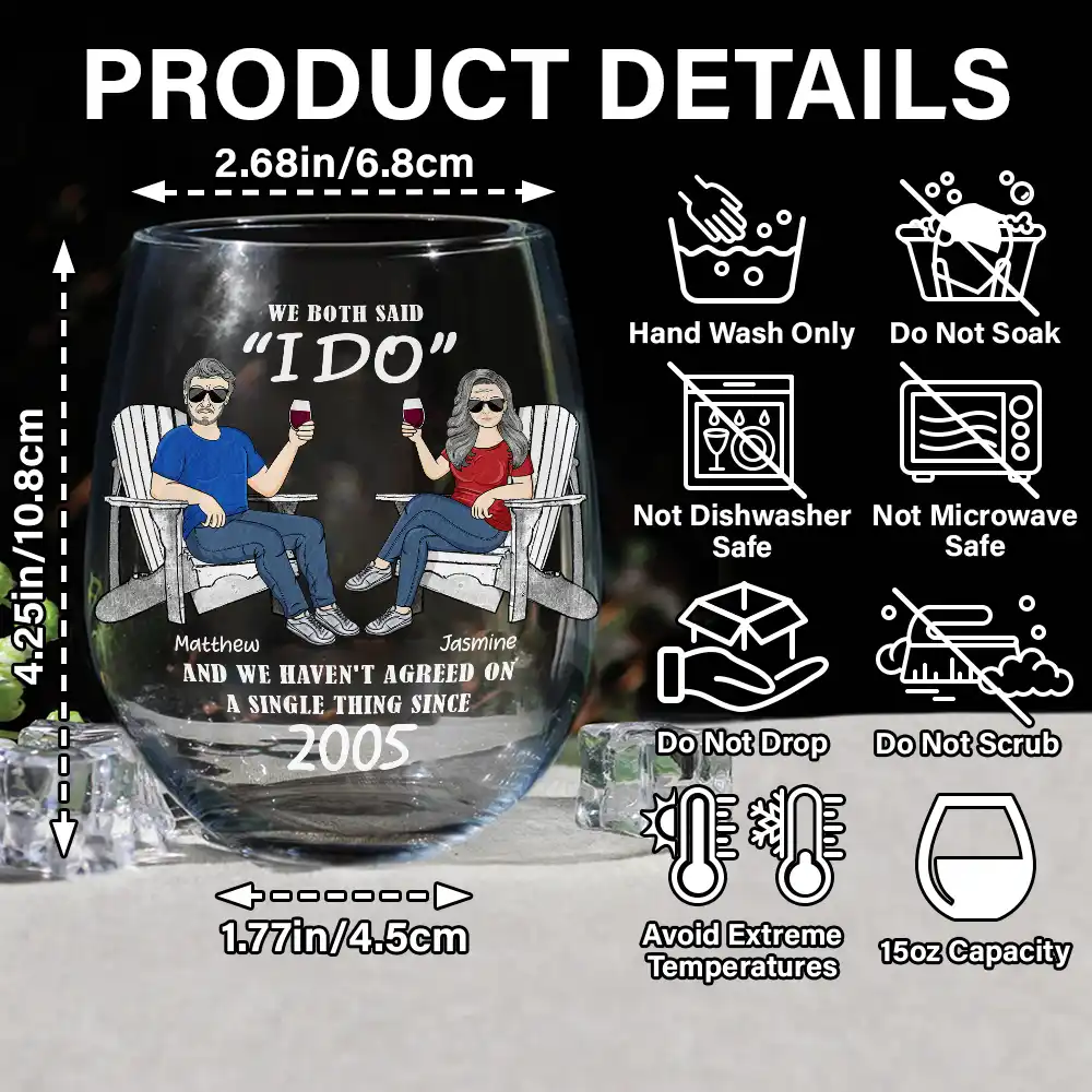 We Both Said I Do - Personalized Stemless Wine Glass - Image 5