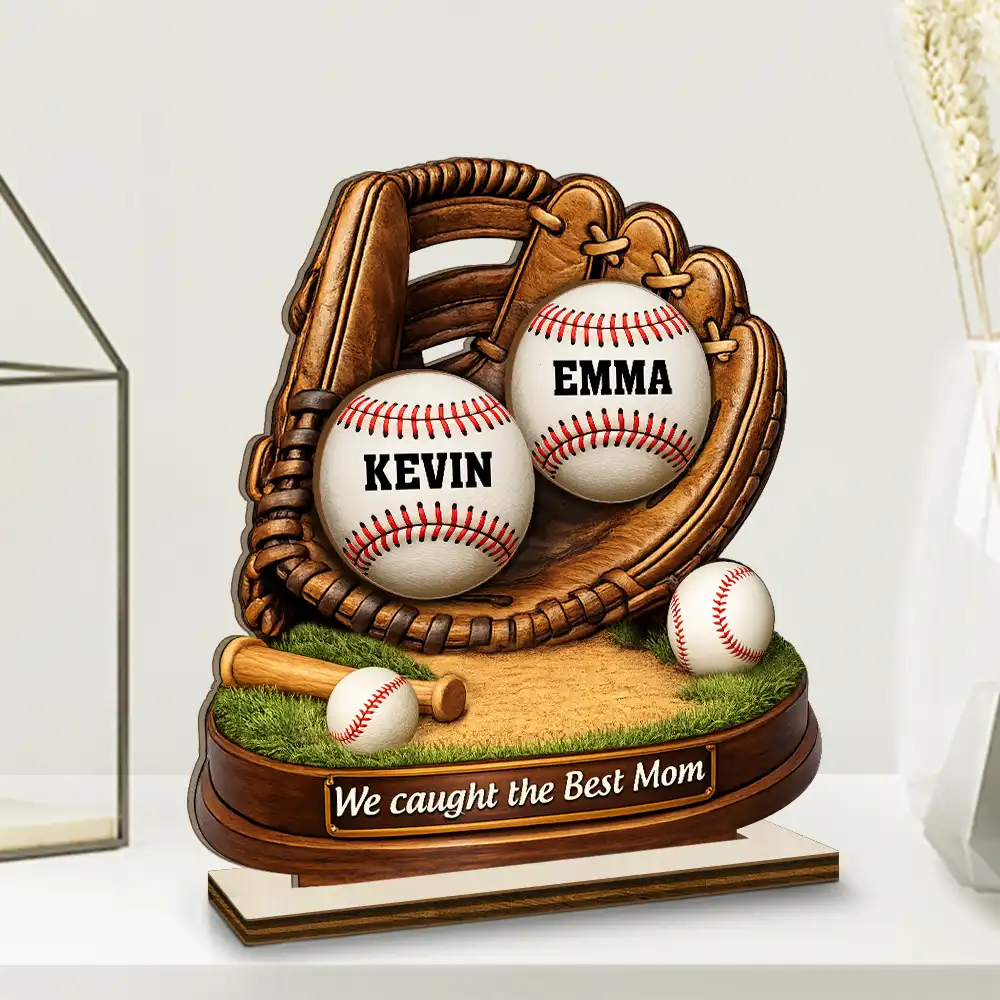 We Caught The Best Mom Icon - Personalized Custom Shaped 2-Layered Wooden Plaque - Image 2