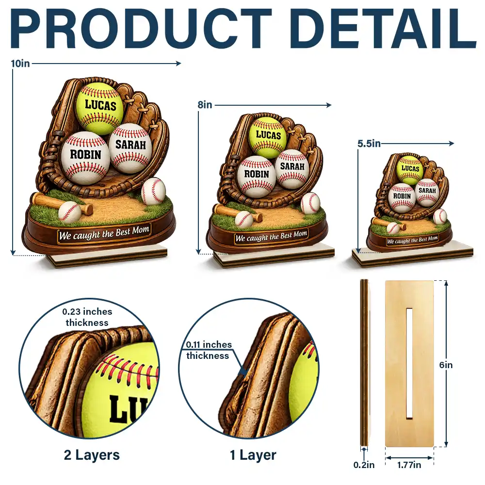 We Caught The Best Mom Icon - Personalized Custom Shaped 2-Layered Wooden Plaque - Image 4