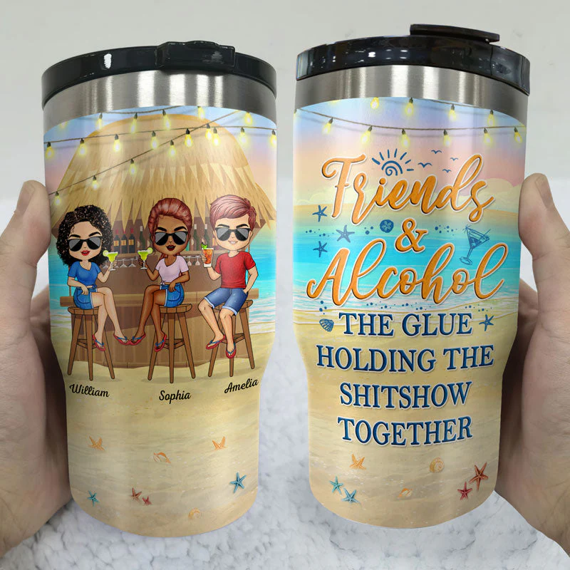 We Go Together Like Drunk And Disorderly Beach Vacation Best Friends - Bestie BFF Gift - Personalized Custom Triple 3 In 1 Can Cooler - Image 3