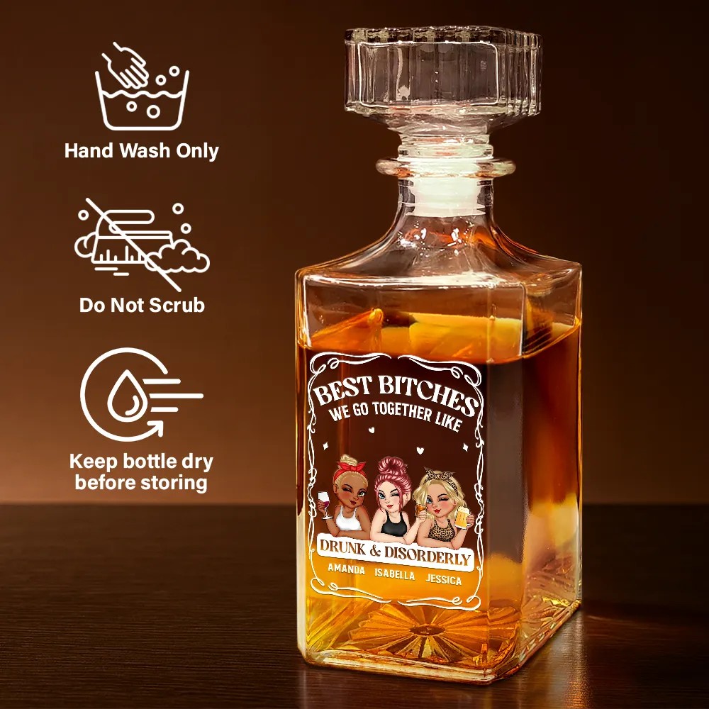 We Go Together Like Drunk And Disorderly - Personalized Square Whiskey Bottle - Image 6