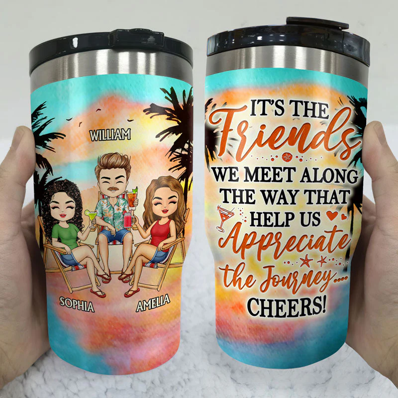 We Go Together Like Drunk & Disorderly Beach Best Friends - Bestie BFF Gift - Personalized Custom Triple 3 In 1 Can Cooler - Image 3