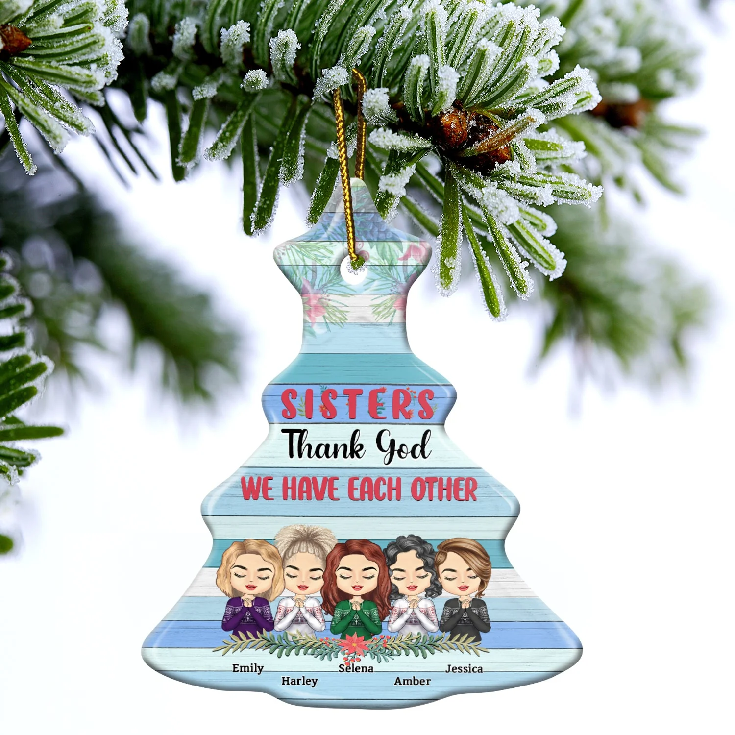 We Have Each Other - Christmas Gift For Sisters - Personalized Tree Ceramic Ornament - Image 4