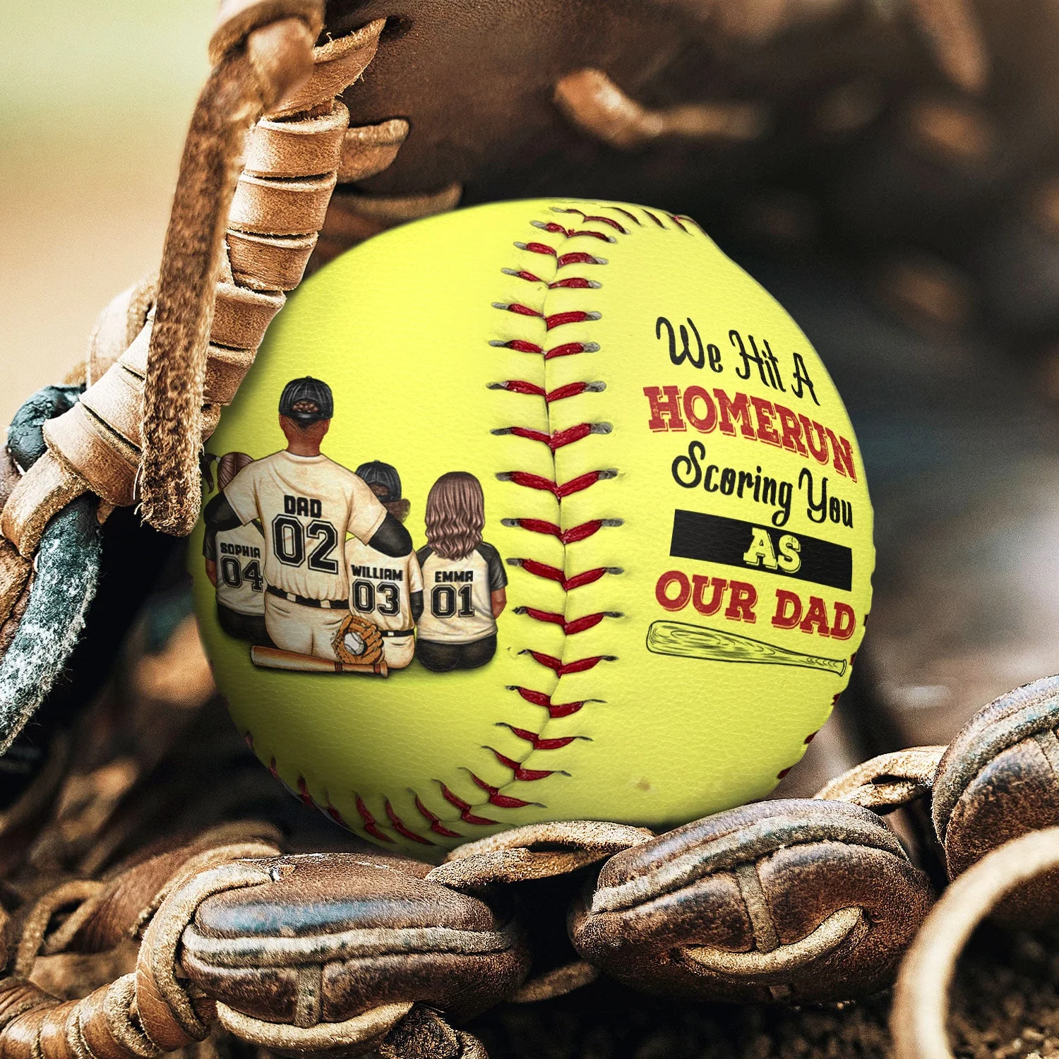 We Hit A Homerun Scoring You As Our Dad - Personalized Baseball, Softball - Image 4