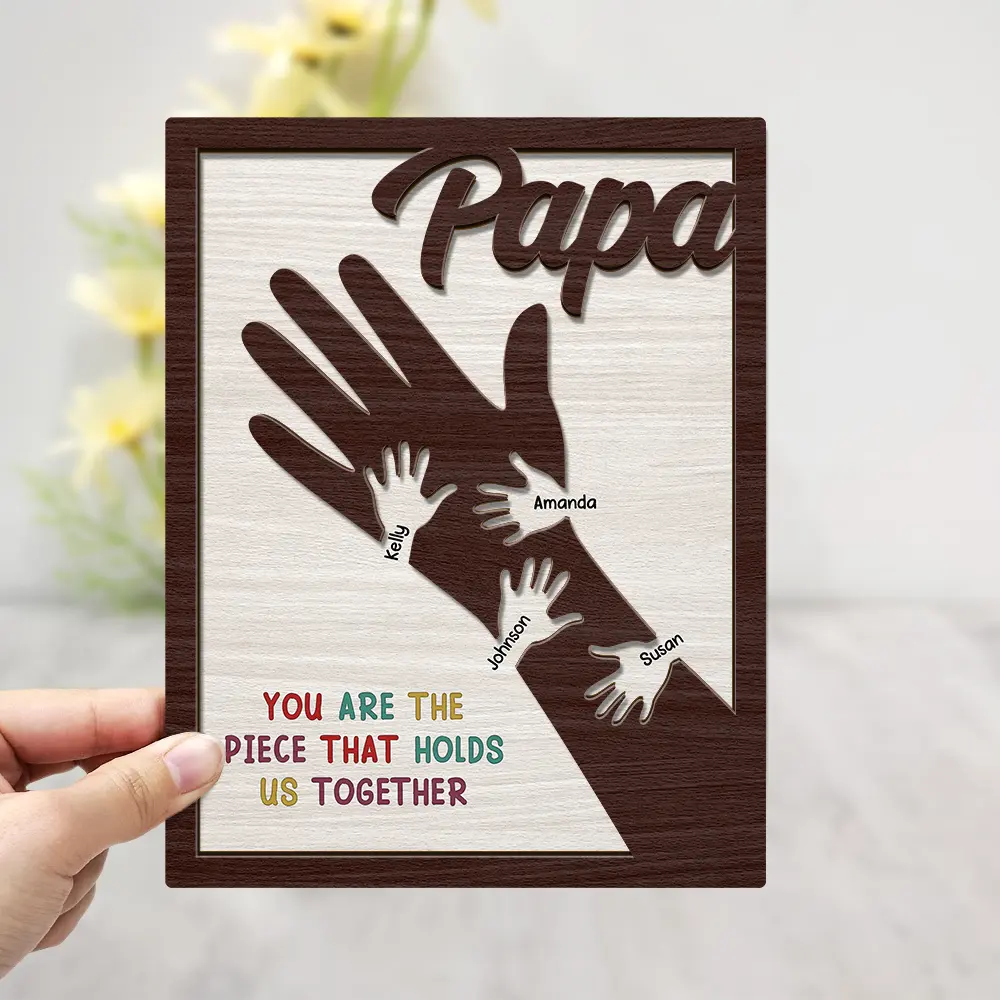 We Hold Our Hands Together And Forever - Personalized 2-Layered Wooden Plaque With Stand - Image 3