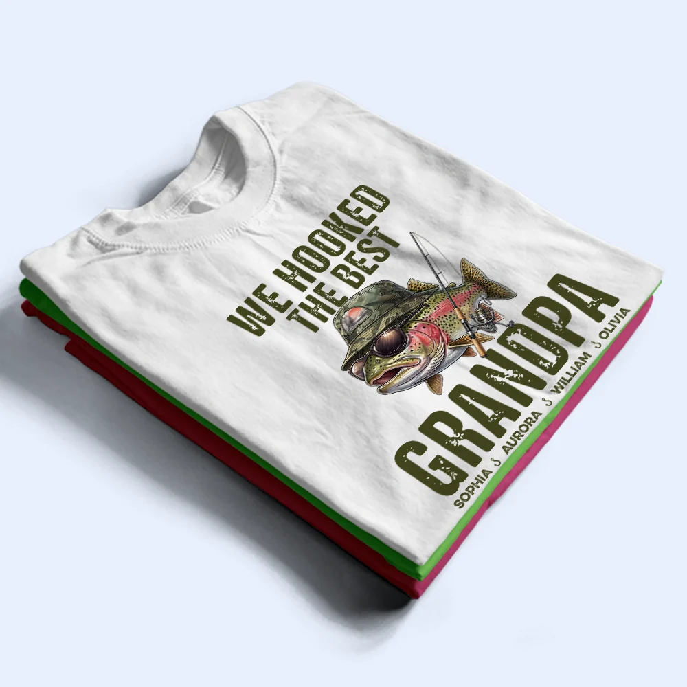 We Hooked The Best Dad Grandpa - Personalized T Shirt - Image 3