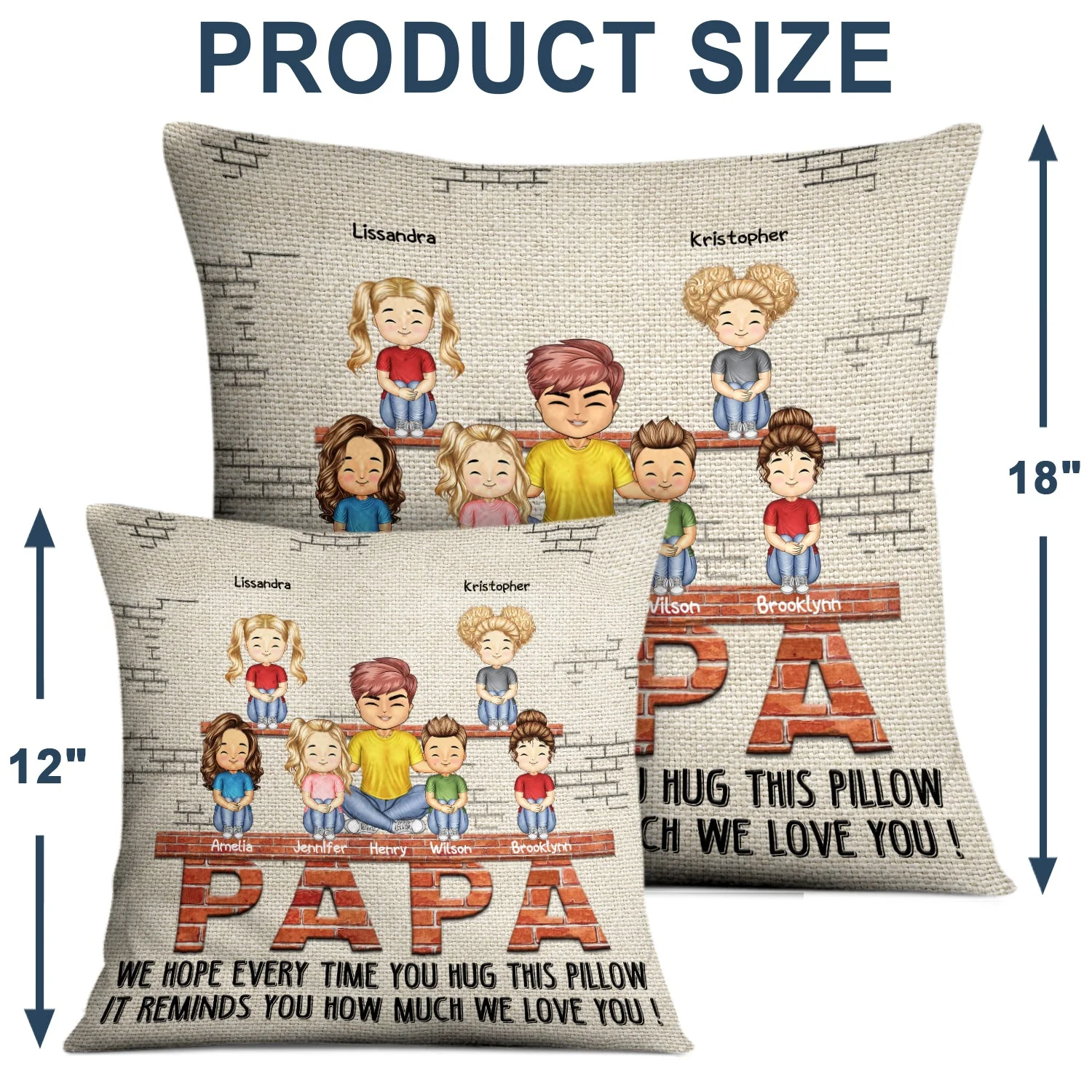 We Hope Every Time You Hug This Pillow - Birthday, Loving Gift For Dad, Father, Grandpa - Personalized Custom Pillow - Image 4