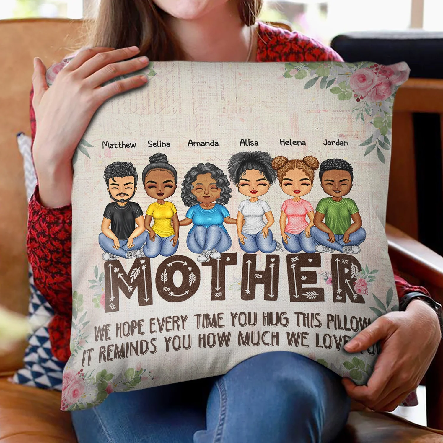 We Hope Every Time You Hug This Pillow - Birthday, Loving Gift For Mom, Mother, Grandma, Grandmother - Personalized Custom Pillow - Image 2