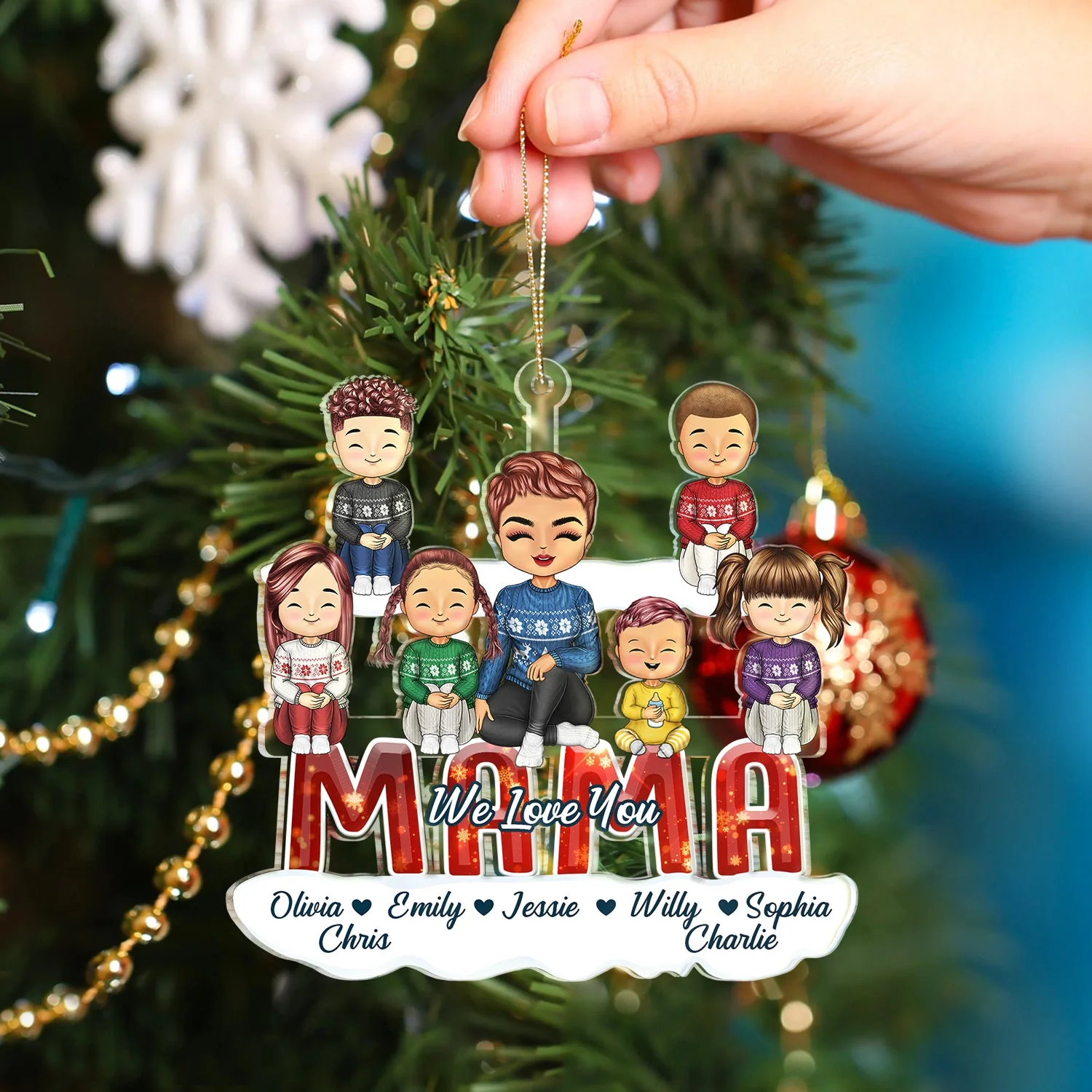 We Love You - Christmas Gift For Mothers And Grandma - Personalized Cutout Acrylic Ornament - Image 4
