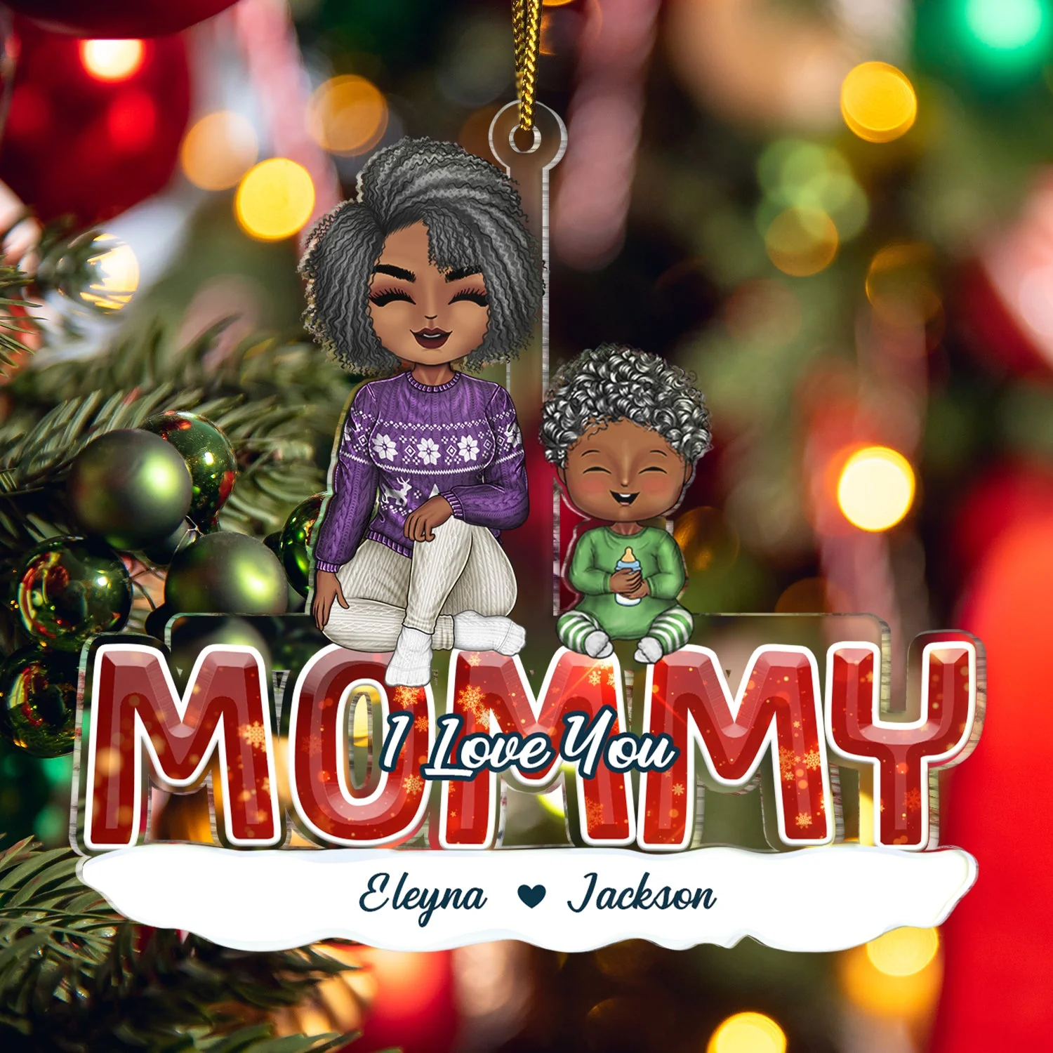 We Love You - Christmas Gift For Mothers And Grandma - Personalized Cutout Acrylic Ornament - Image 5
