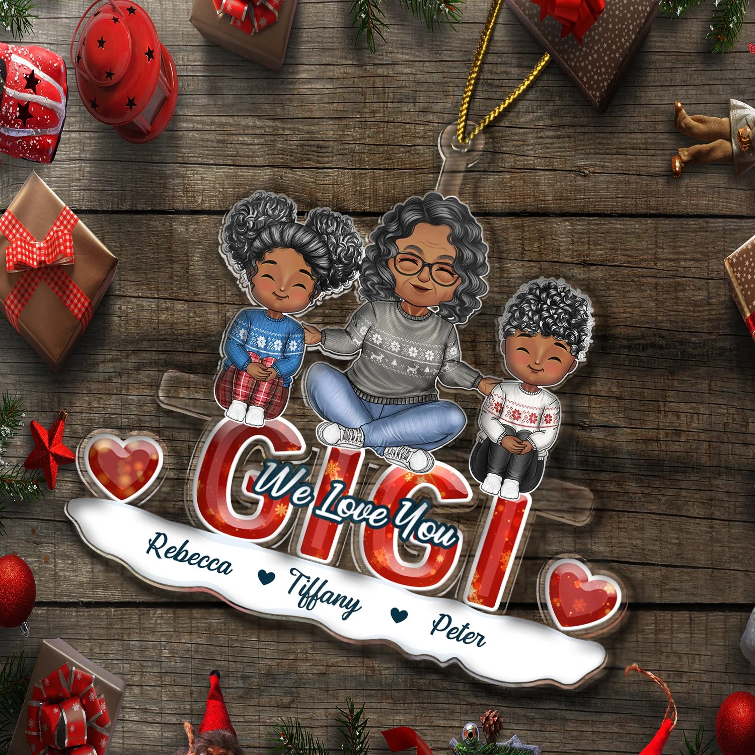 We Love You - Christmas Gift For Mothers And Grandma - Personalized Cutout Acrylic Ornament - Image 6