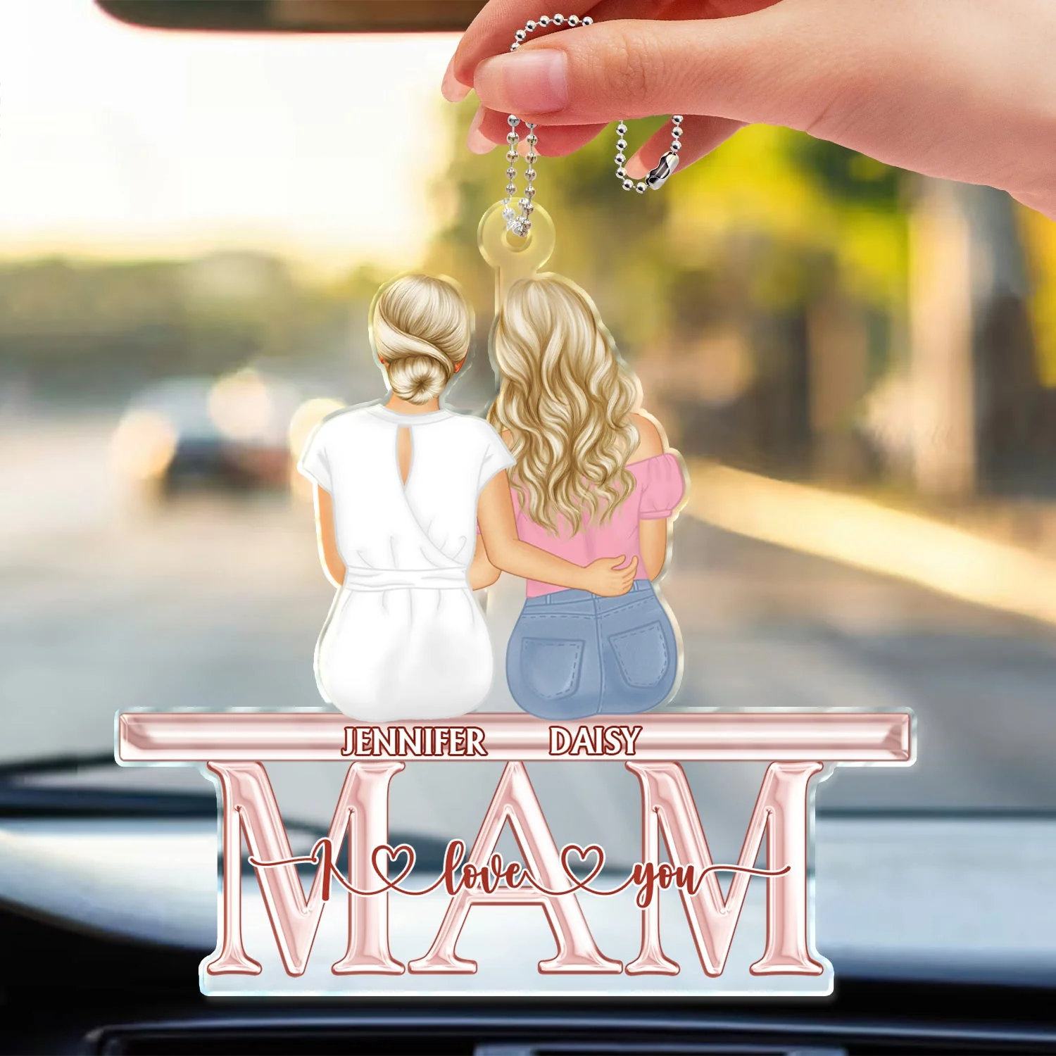 We Love You - Loving Gift For Mother, Grandma, Grandmother - Personalized Acrylic Car Hanger - Image 3