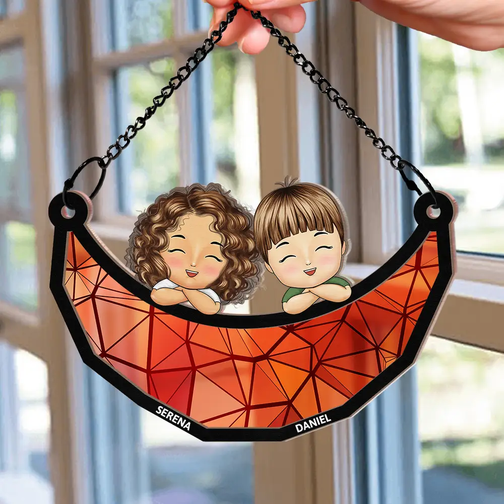 We Love You To The Moon And Back - Personalized Window Hanging Suncatcher Ornament - Image 2