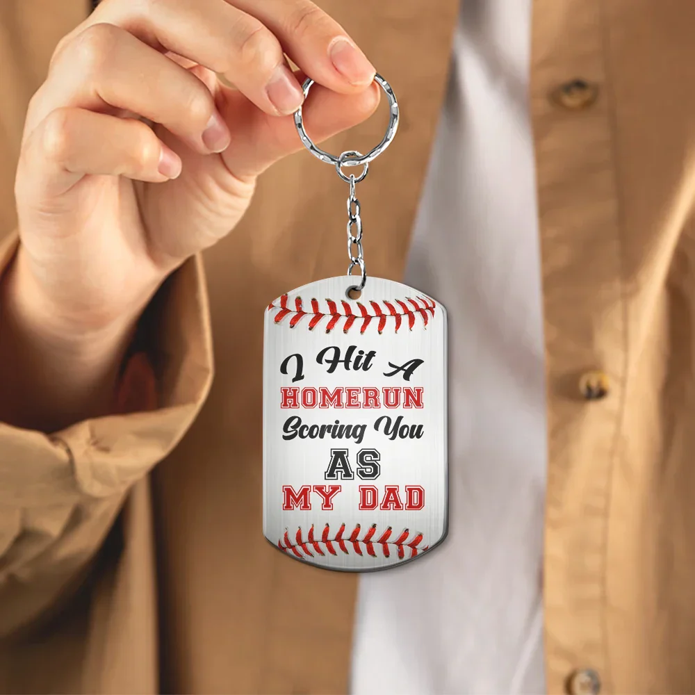 We Made A Home Run Baseball Dad - Personalized Aluminum Keychain - Image 4