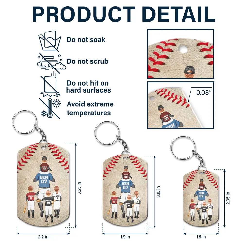 We Made A Home Run Baseball Dad - Personalized Aluminum Keychain - Image 5