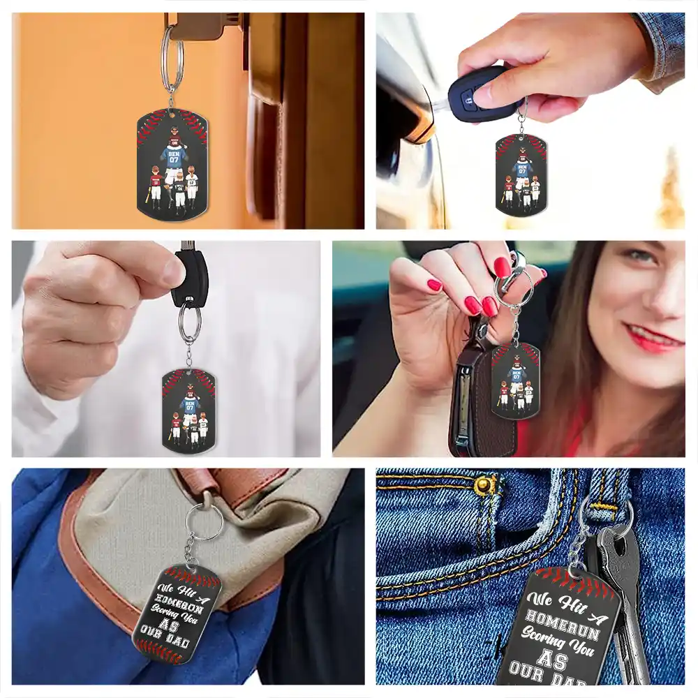 We Made A Home Run Baseball Dad - Personalized Aluminum Keychain - Image 6