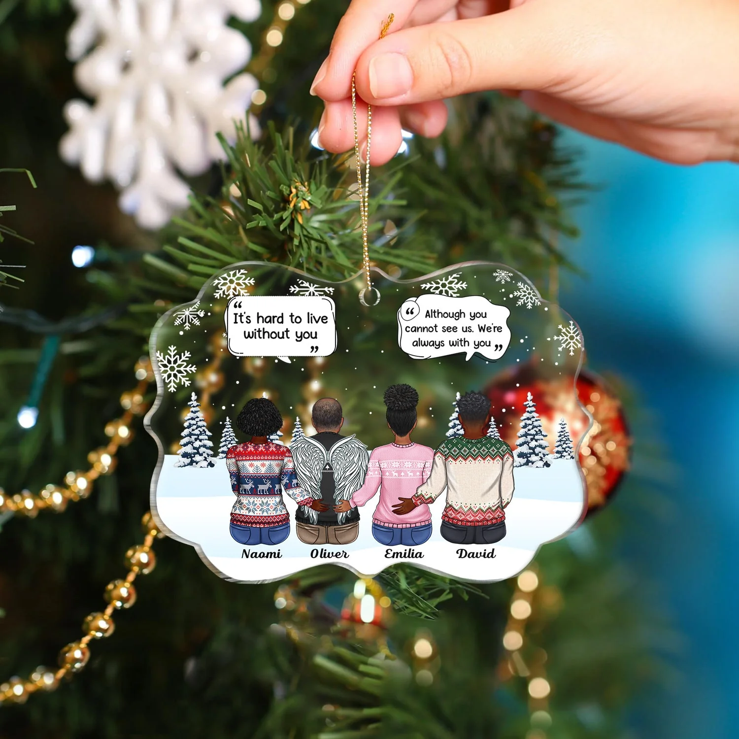 We Miss You - Christmas Memorial Gift For Family - Personalized Medallion Acrylic Ornament - Image 4