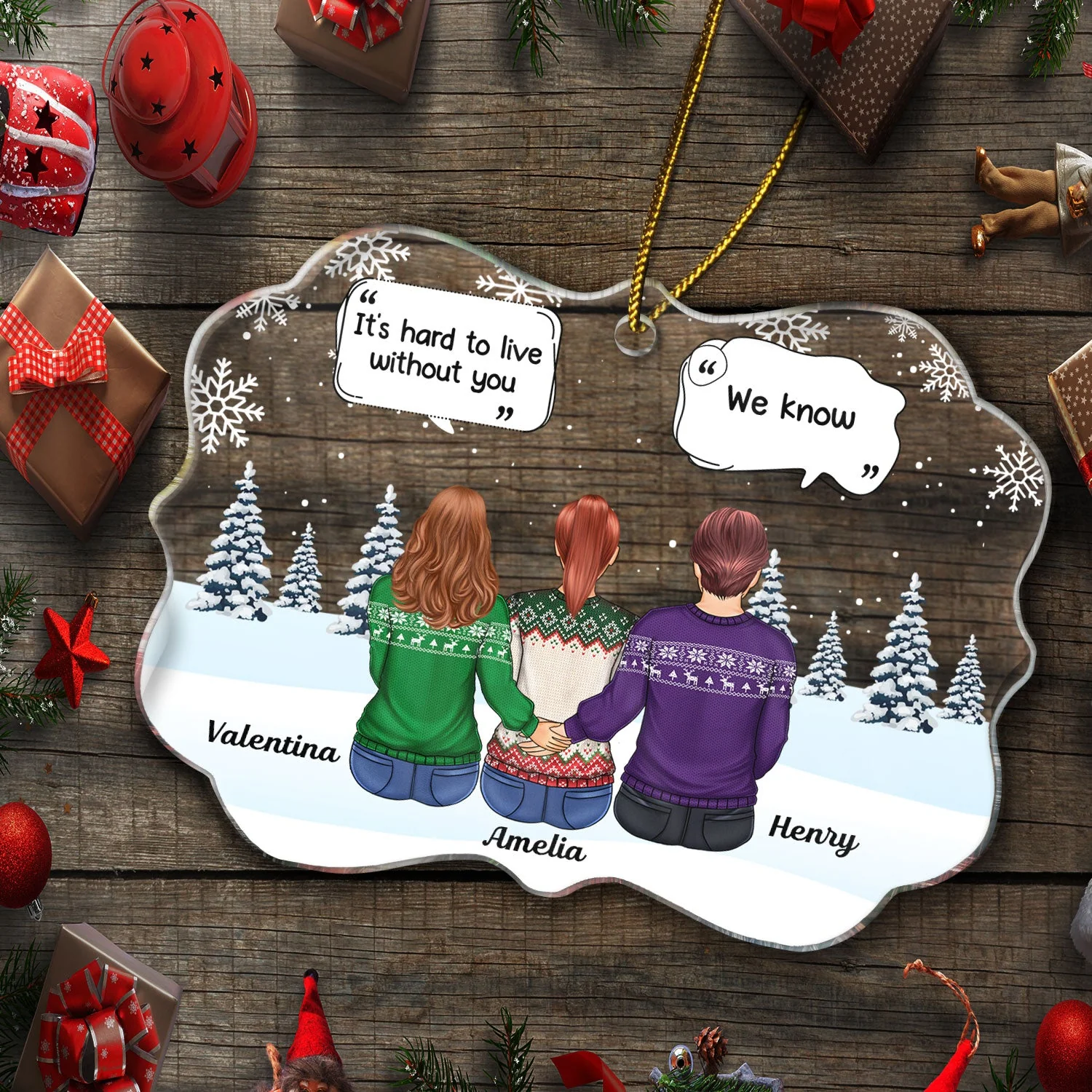 We Miss You - Christmas Memorial Gift For Family - Personalized Medallion Acrylic Ornament - Image 5