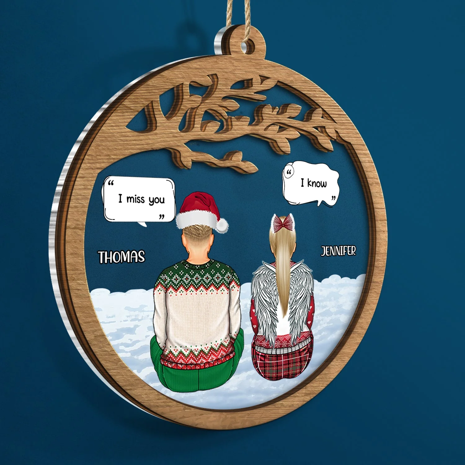 We Miss You - Christmas Memorial Grief Gift - Personalized 2-Layered Mix Ornament - Image 2