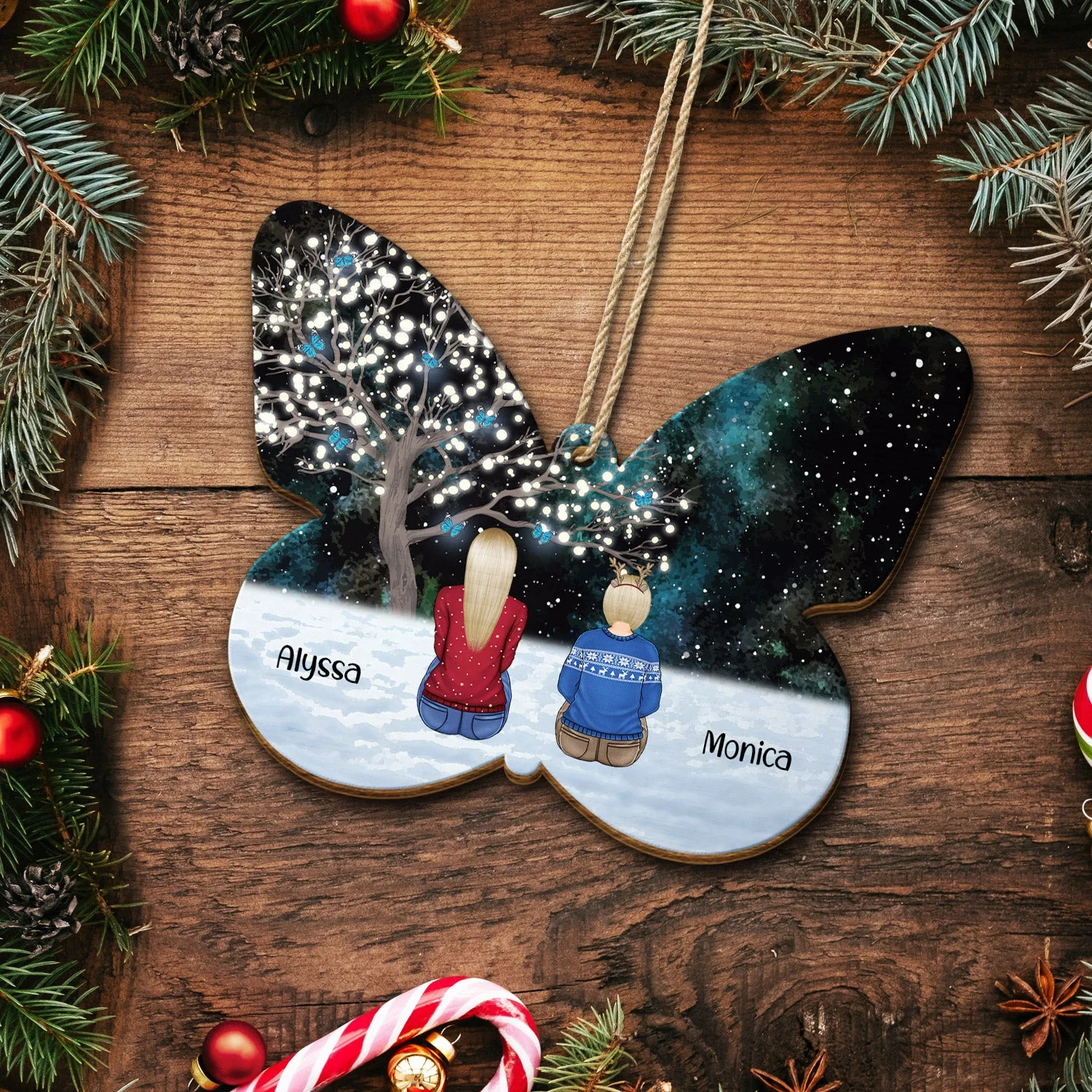 We Miss You - Christmas Memorial Grief Gift - Personalized Custom Shaped Wooden Ornament - Image 5