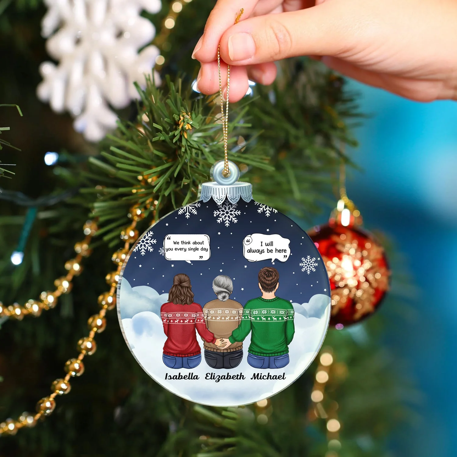 We Miss You I Know - Christmas Memorial Gift For Family - Personalized Custom Shaped Acrylic Ornament - Image 4