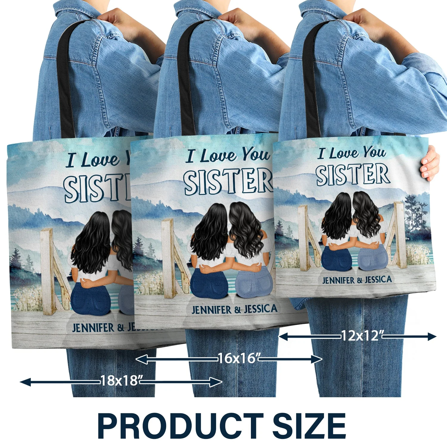 We Never Walk Alone - Gift For Sisters - Personalized Custom Zippered Canvas Bag - Image 3