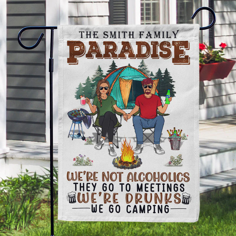 We’re Drunks We Go Camping Family Couple - Gift For Camping Couples - Personalized Custom Flag - Image 3