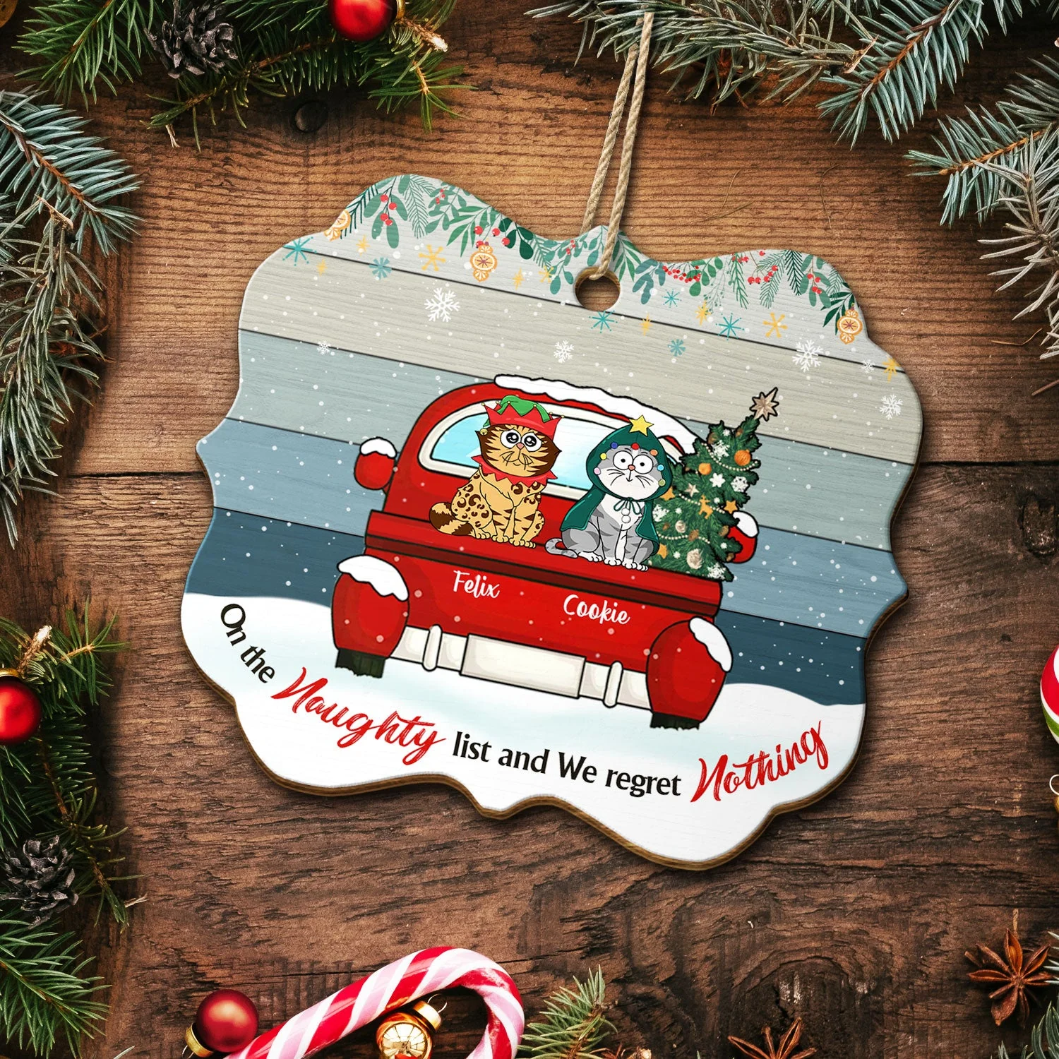 We Regret Nothing - Gift For Dog Cat Lovers - Personalized Custom Shaped Wooden Ornament - Image 5