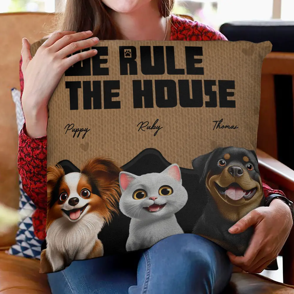 We Rule The House 3D Effect Pet - Personalized Pillow - Image 2