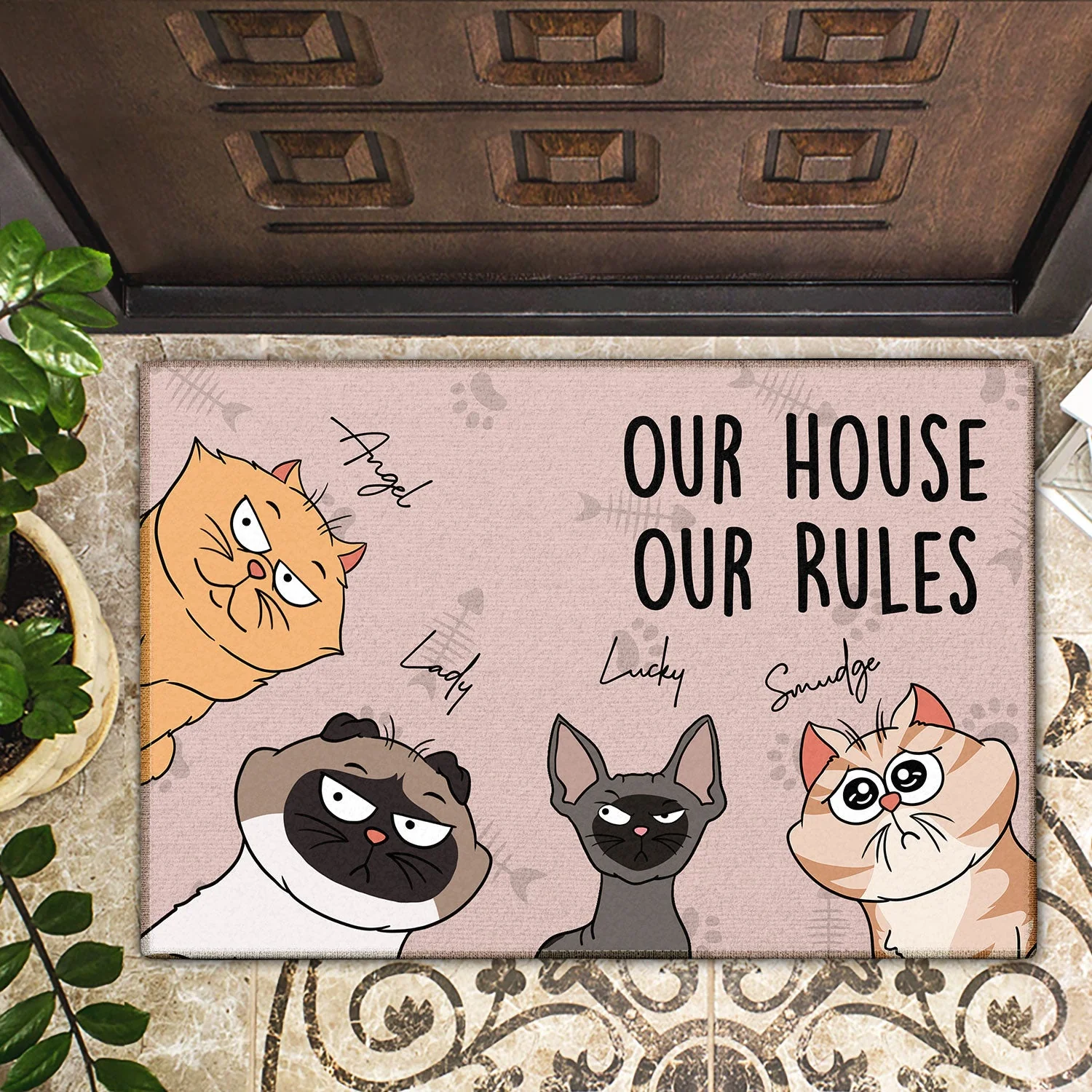 We Rule The House Cat Version - Home Decor, Birthday, Funny, Housewarming Gift For Cat Lovers - Personalized Doormat - Image 2