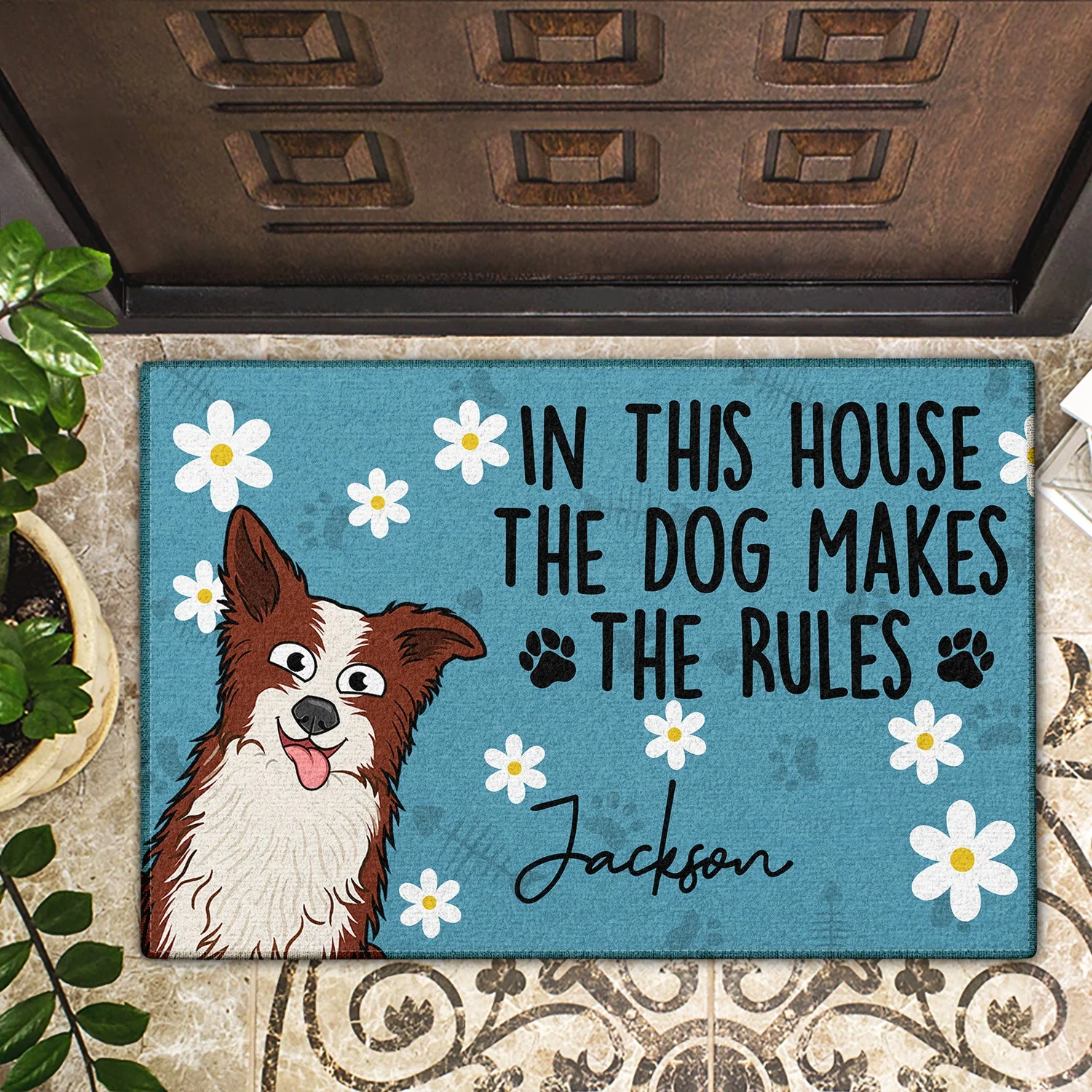 We Rule The House Dog, Cat - Home Decor, Birthday, Funny, Housewarming Gift For Pet Lover - Personalized Doormat - Image 2