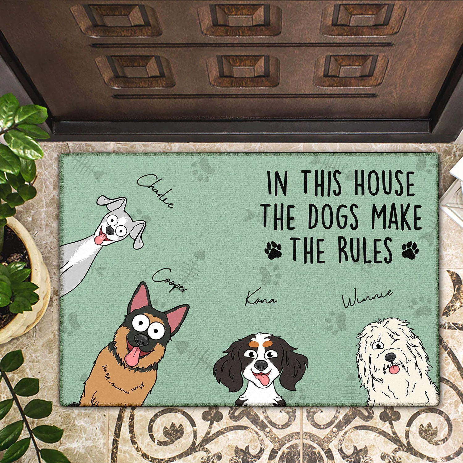 We Rule The House Dog Version - Home Decor, Birthday, Funny, Housewarming Gift For Dog Lovers - Personalized Doormat - Image 2