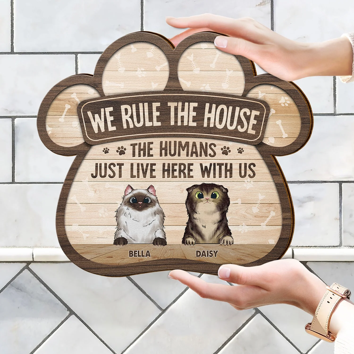 We Rule The House - Gift For Pet Lovers - Personalized Custom Shaped Wood Sign - Image 4