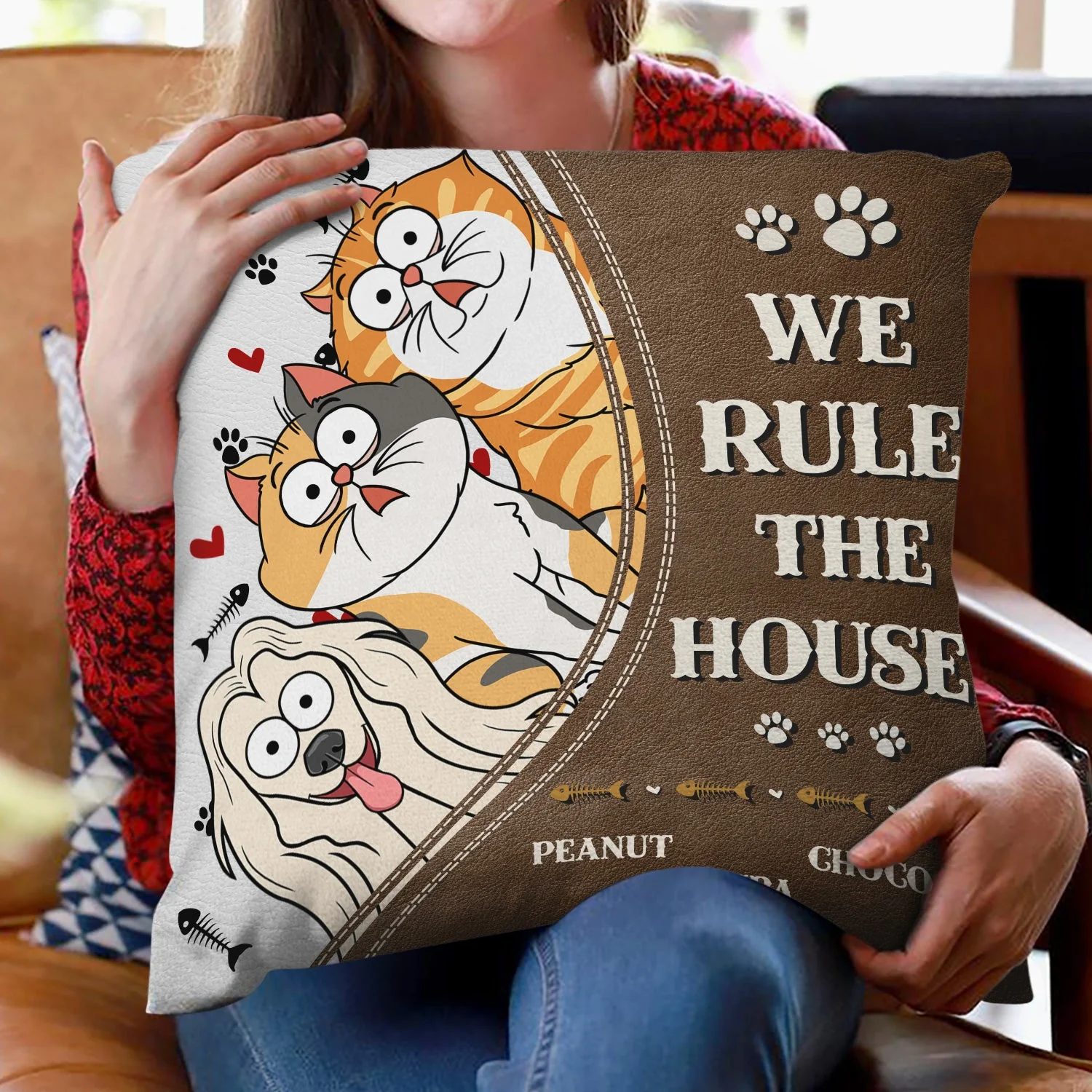 We Rule The House - Home Decor Gift For Pet Lovers, Dog Lovers, Cat Lovers - Personalized Pillow - Image 2