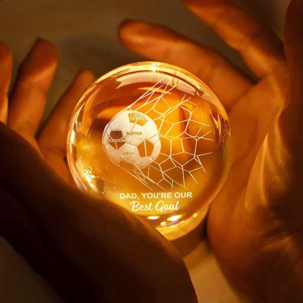 We Scored The Best Dad Papa Soccer Football - Personalized Crystal Globe Lamp - Image 4