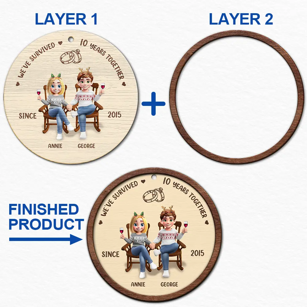 We Still Do After All These Years - Personalized 2-Layered Wooden Ornament - Image 6