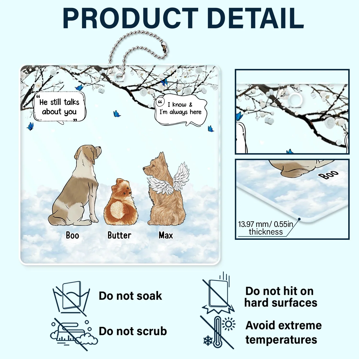 We Still Talk About You - Memorial Gift For Pet Lovers - Personalized Acrylic Car Hanger - Image 5