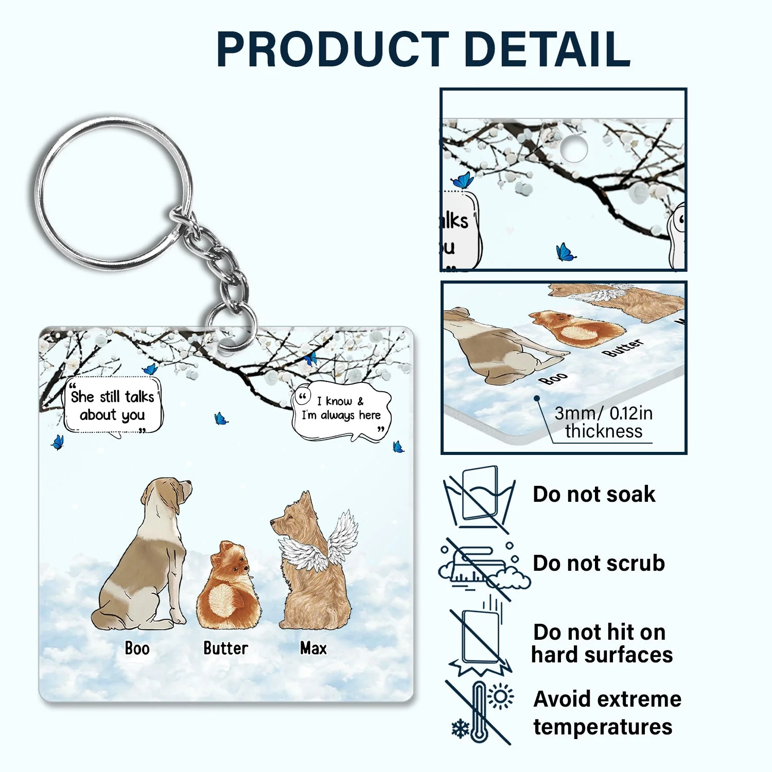 We Still Talk About You - Memorial Gift For Pet Lovers - Personalized Acrylic Keychain - Image 5
