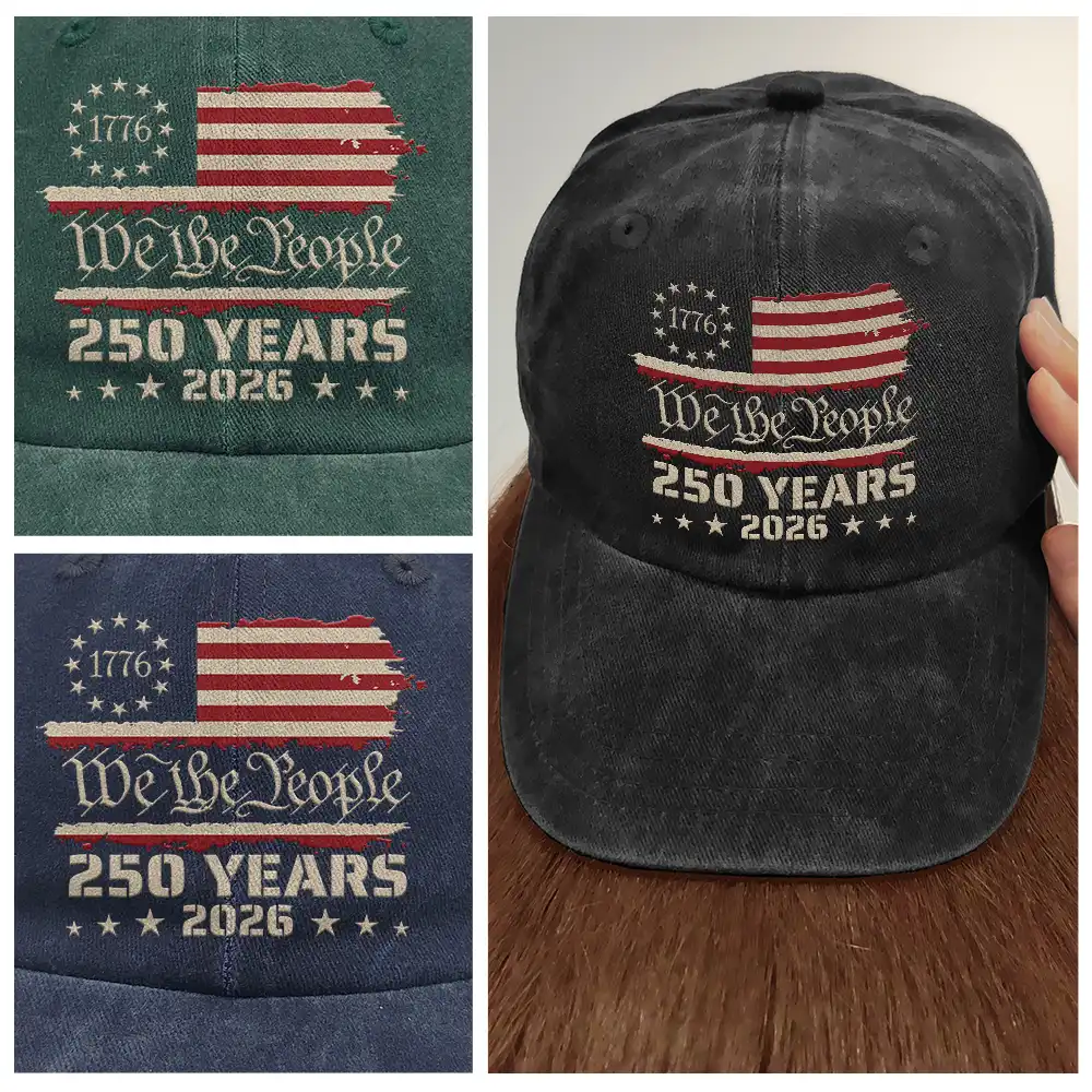 We The People 250 Years 1776 - Vintage Washed Denim Cap - Image 4