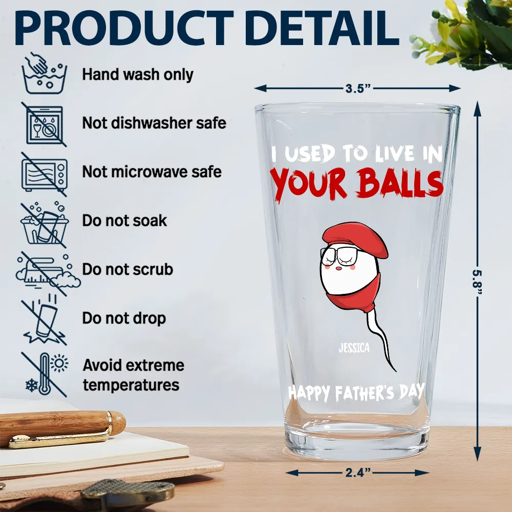 We Used To Live In Your Ball - Personalized Beer Glass - Image 5